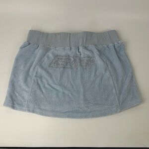 I.AM.GIA Light Blue Terry Crystal Mini Skirt Medium